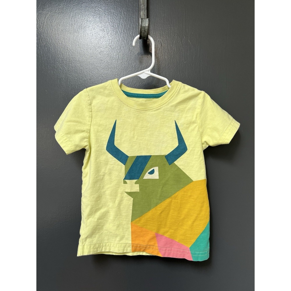 Tea Collection Bull Green graphic print short sleeve crewneck tee Sz 3